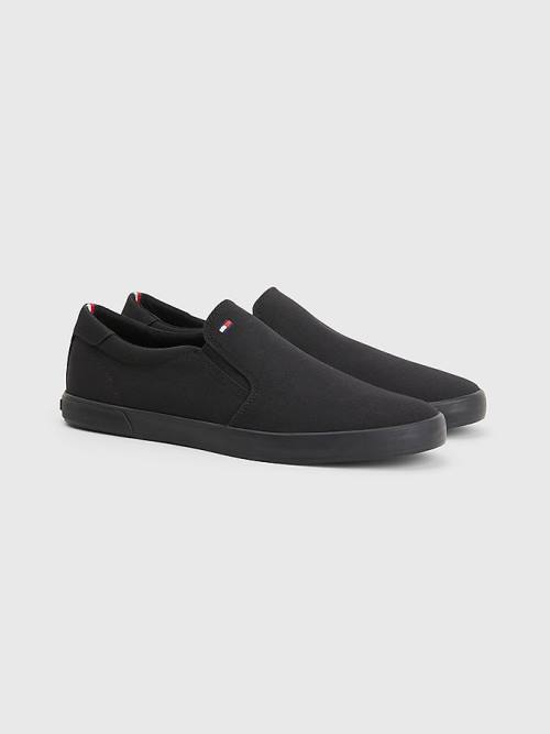 Tommy Hilfiger Iconic Slip-On Canvas Sneakers Heren Zwart | TH692ZWB