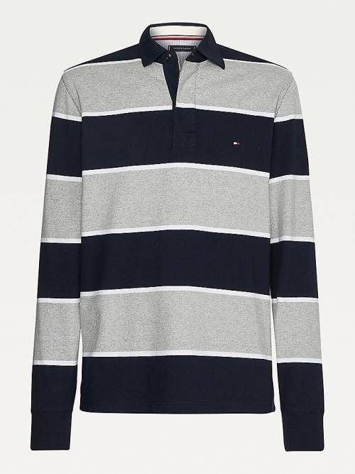 Tommy Hilfiger Iconic Stripe Rugby Shirt Poloshirt Heren Blauw | TH259VEP