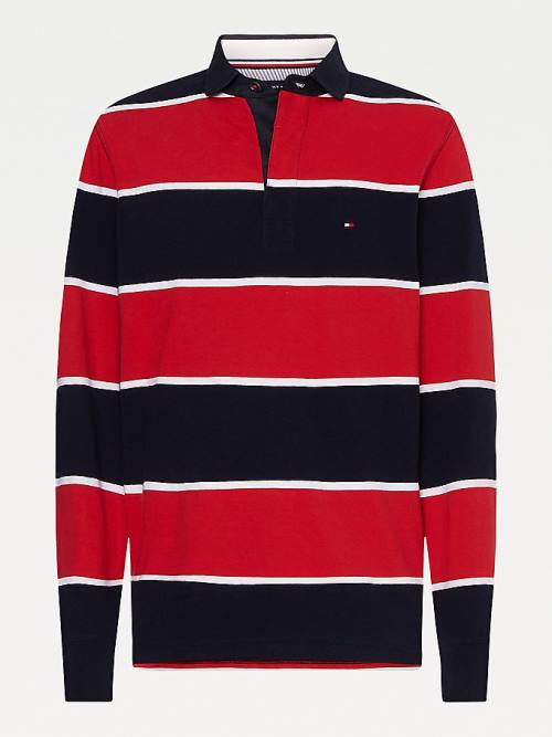 Tommy Hilfiger Iconic Stripe Rugby Shirt Poloshirt Heren Rood | TH485EVJ