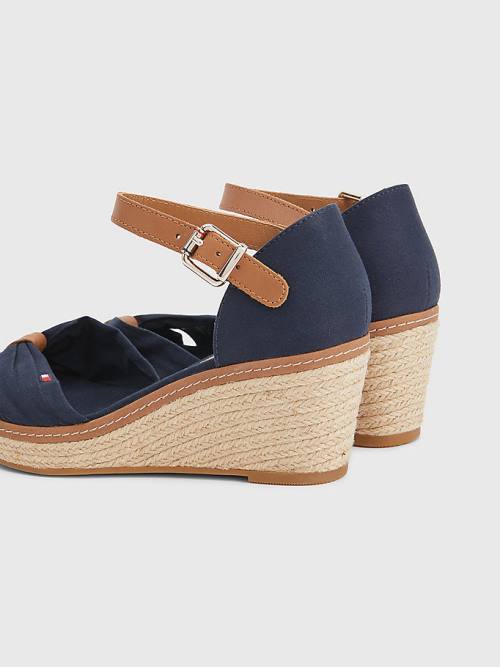 Tommy Hilfiger Iconic Wedge Espadrilles Sandalen Dames Blauw | TH103BCR