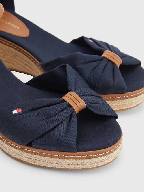 Tommy Hilfiger Iconic Wedge Espadrilles Sandalen Dames Blauw | TH103BCR