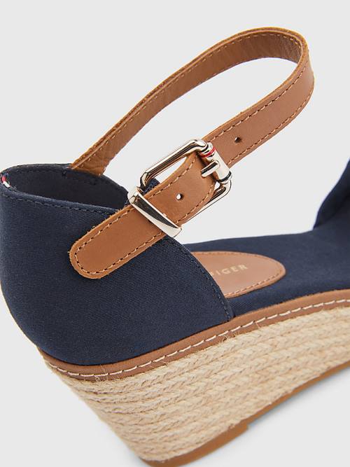 Tommy Hilfiger Iconic Wedge Espadrilles Sandalen Dames Blauw | TH103BCR