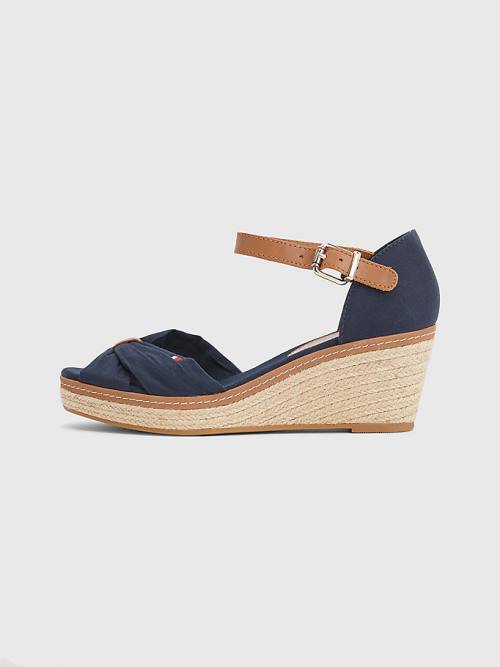 Tommy Hilfiger Iconic Wedge Espadrilles Sandalen Dames Blauw | TH103BCR