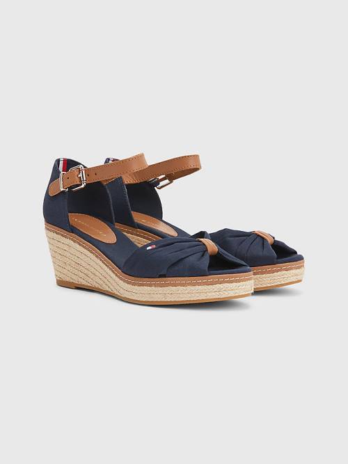 Tommy Hilfiger Iconic Wedge Espadrilles Sandalen Dames Blauw | TH103BCR