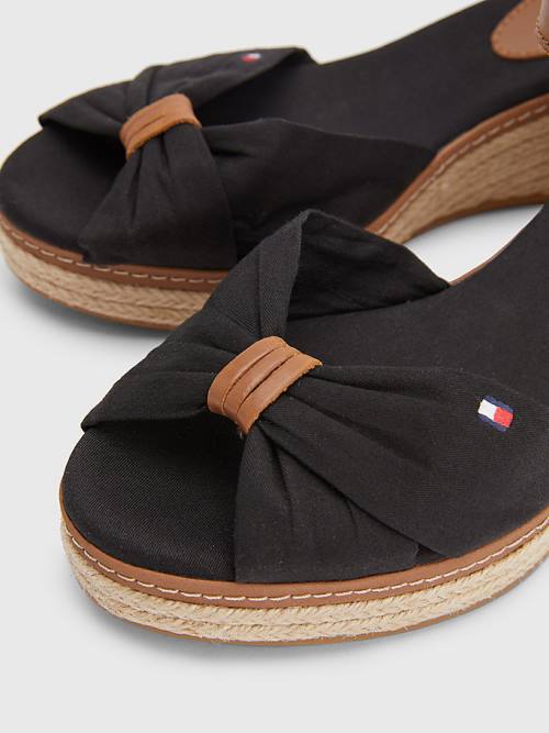 Tommy Hilfiger Iconic Wedge Espadrilles Sandalen Dames Zwart | TH693IQD