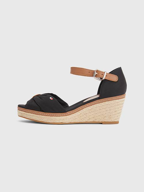 Tommy Hilfiger Iconic Wedge Espadrilles Sandalen Dames Zwart | TH693IQD