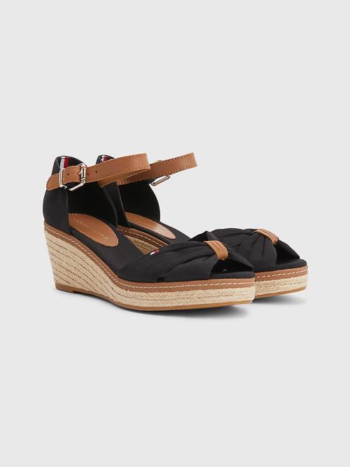 Tommy Hilfiger Iconic Wedge Espadrilles Sandalen Dames Zwart | TH693IQD