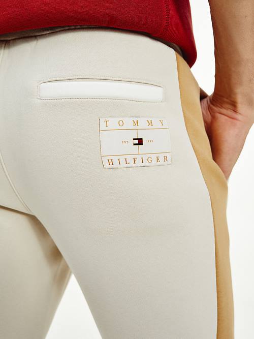 Tommy Hilfiger Icons Colour-Blocked Joggers Broek Heren Beige | TH543BMJ