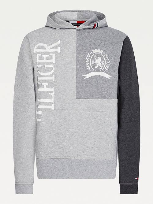 Tommy Hilfiger Icons Crest Colour-Blocked Relaxed Fit Hoodie Heren Grijs | TH580ZWV