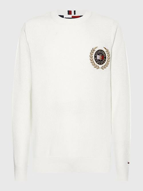 Tommy Hilfiger Icons Crest Embroidery Jumper Truien Heren Wit | TH708AUP