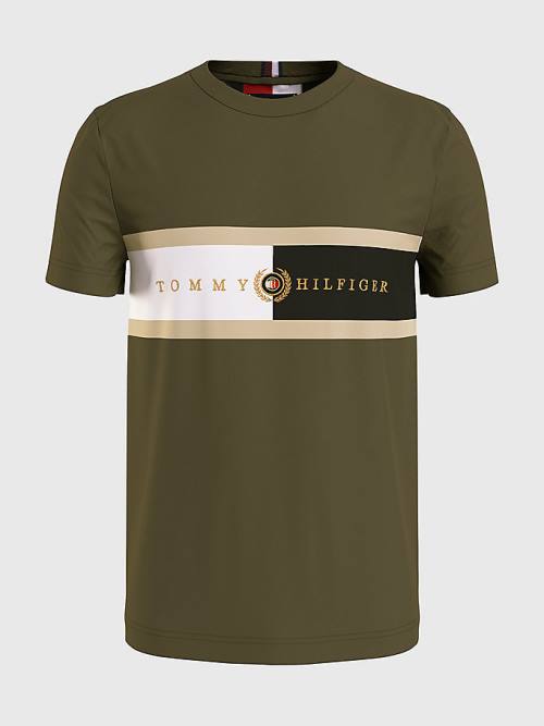 Tommy Hilfiger Icons Crest T-shirts Heren Khaki | TH158SOH