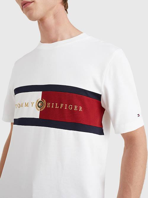 Tommy Hilfiger Icons Crest T-shirts Heren Wit | TH536RKU