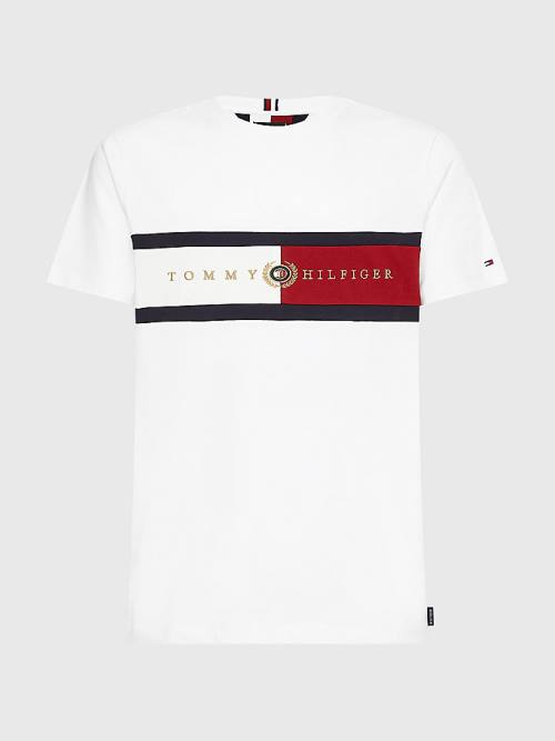 Tommy Hilfiger Icons Crest T-shirts Heren Wit | TH536RKU