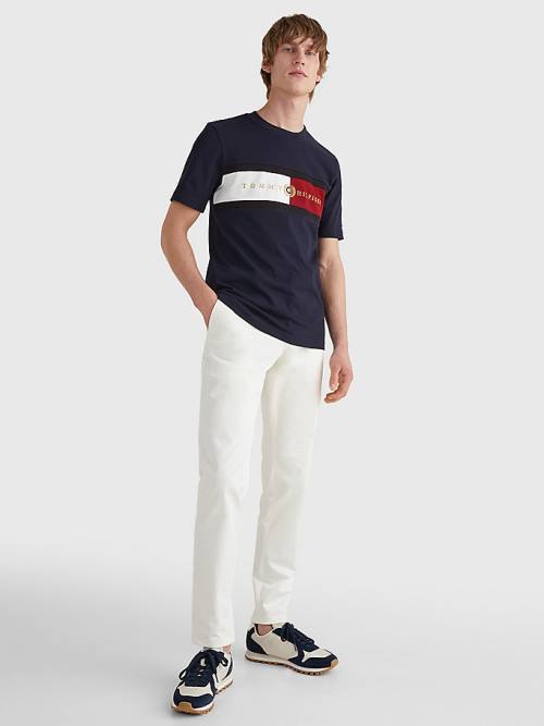 Tommy Hilfiger Icons Crest T-shirts Heren Blauw | TH642LWY