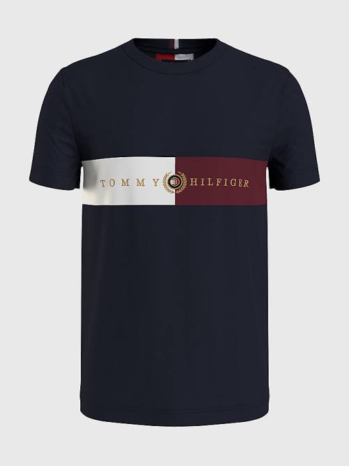 Tommy Hilfiger Icons Crest T-shirts Heren Blauw | TH642LWY