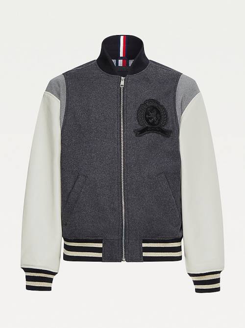 Tommy Hilfiger Icons Crest Wool Relaxed Bomber Jassen Heren Grijs | TH803TWZ