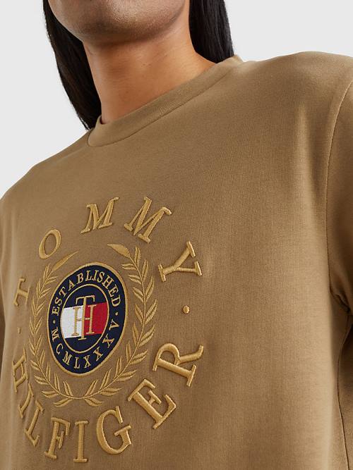 Tommy Hilfiger Icons Embroidery T-shirts Heren Bruin | TH719SBC