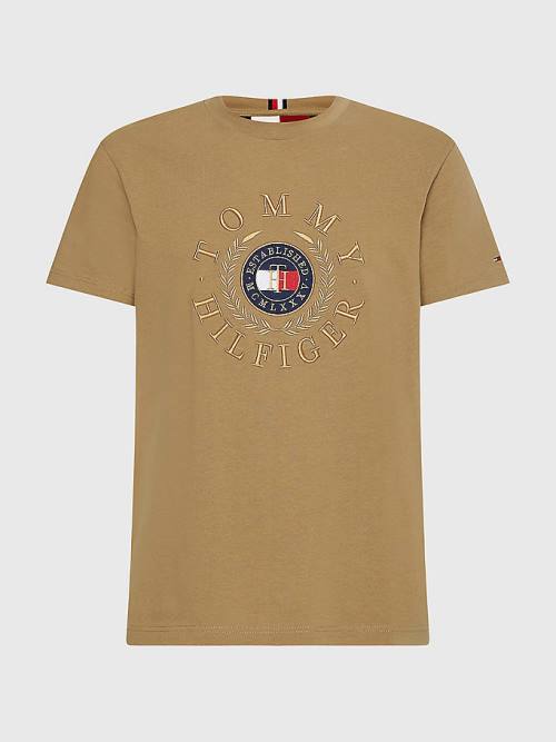 Tommy Hilfiger Icons Embroidery T-shirts Heren Bruin | TH719SBC