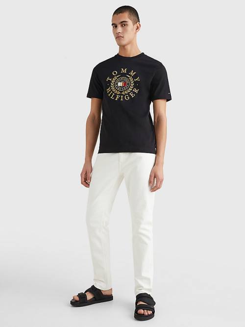 Tommy Hilfiger Icons Embroidery T-shirts Heren Zwart | TH903GJN