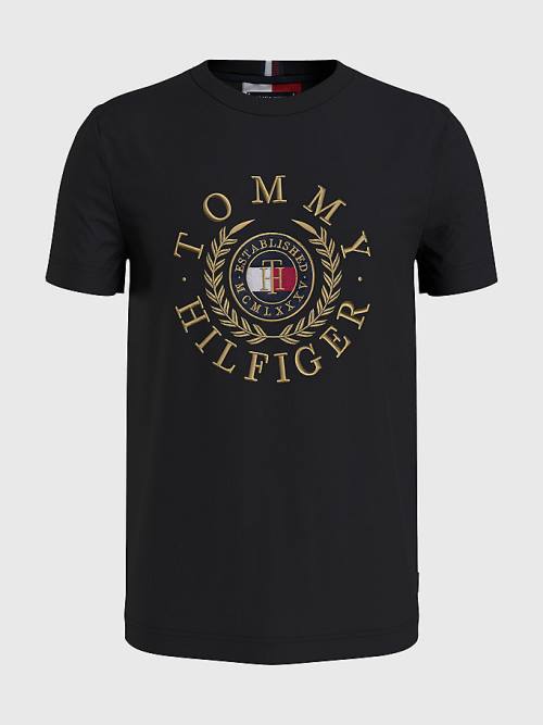 Tommy Hilfiger Icons Embroidery T-shirts Heren Zwart | TH903GJN