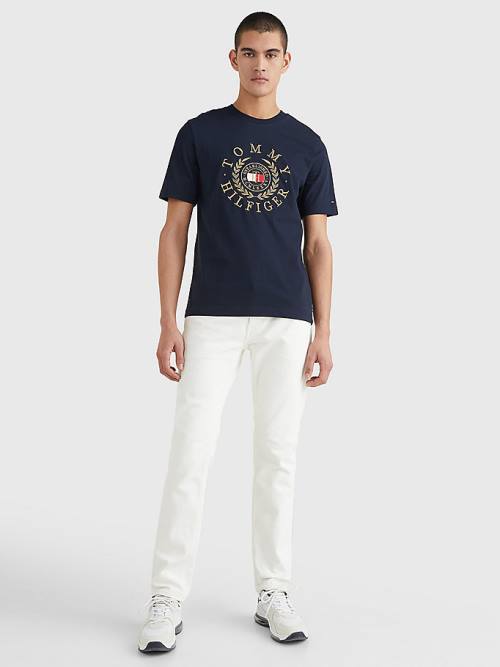 Tommy Hilfiger Icons Embroidery T-shirts Heren Blauw | TH925CAF