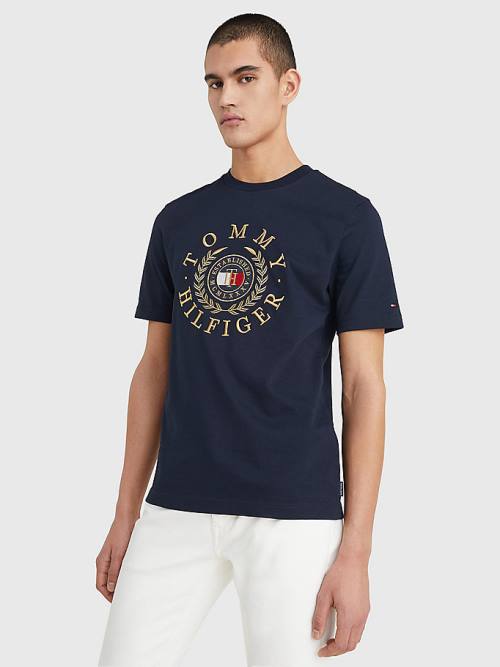 Tommy Hilfiger Icons Embroidery T-shirts Heren Blauw | TH925CAF