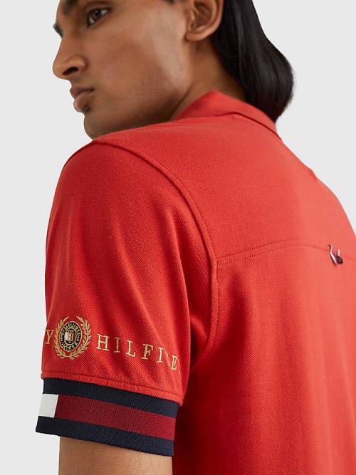 Tommy Hilfiger Icons Flag Slim Fit Poloshirt Heren Rood | TH297IBG