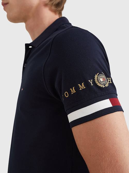 Tommy Hilfiger Icons Flag Slim Fit Poloshirt Heren Blauw | TH523WTP