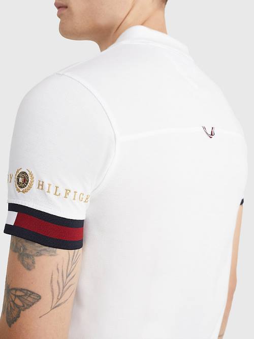 Tommy Hilfiger Icons Flag Slim Fit Poloshirt Heren Wit | TH573CXS