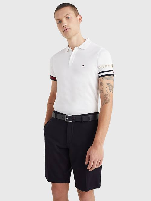 Tommy Hilfiger Icons Flag Slim Fit Poloshirt Heren Wit | TH573CXS