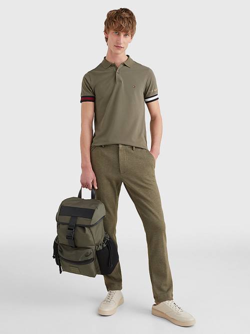 Tommy Hilfiger Icons Flag Slim Fit Poloshirt Heren Khaki | TH738IDX