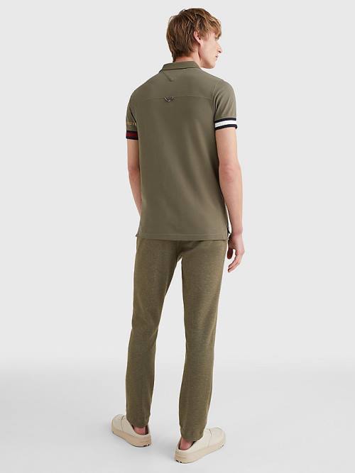 Tommy Hilfiger Icons Flag Slim Fit Poloshirt Heren Khaki | TH738IDX