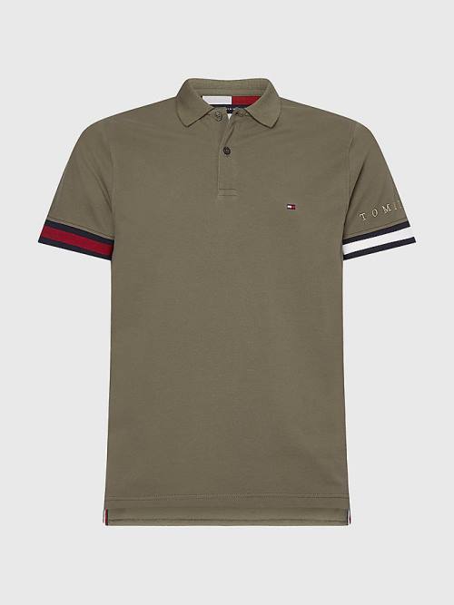 Tommy Hilfiger Icons Flag Slim Fit Poloshirt Heren Khaki | TH738IDX