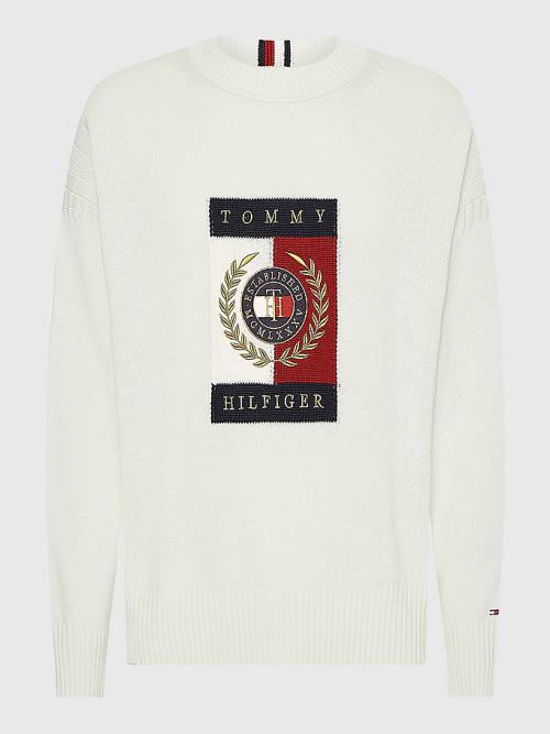 Tommy Hilfiger Icons Intarsia Graphic Jumper Truien Heren Wit | TH512WRK