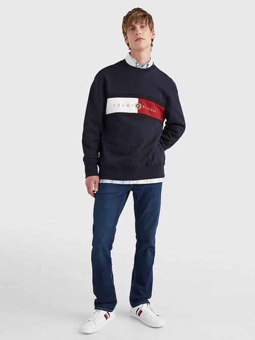 Tommy Hilfiger Icons Logo Crew Neck Sweatshirts Heren Blauw | TH168LSN