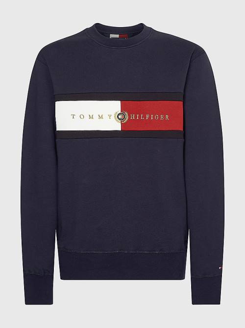 Tommy Hilfiger Icons Logo Crew Neck Sweatshirts Heren Blauw | TH168LSN