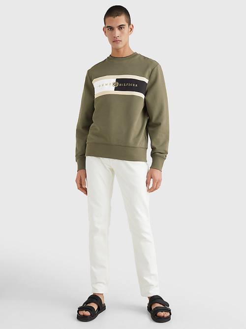 Tommy Hilfiger Icons Logo Crew Neck Sweatshirts Heren Khaki | TH273JVX