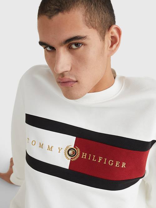 Tommy Hilfiger Icons Logo Crew Neck Sweatshirts Heren Wit | TH324ERK