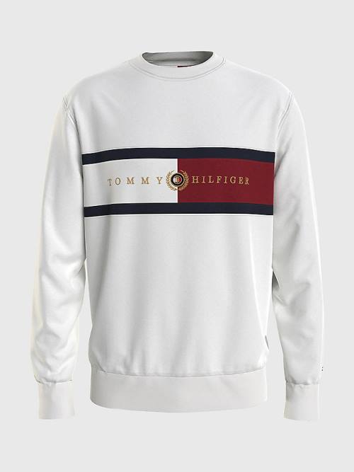 Tommy Hilfiger Icons Logo Crew Neck Sweatshirts Heren Wit | TH324ERK