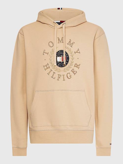 Tommy Hilfiger Icons Logo Embroidery Hoodie Heren Beige | TH780XSQ