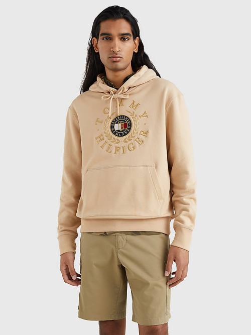 Tommy Hilfiger Icons Logo Embroidery Hoodie Heren Beige | TH780XSQ