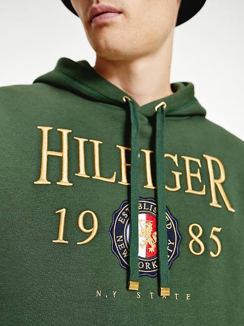 Tommy Hilfiger Icons Logo Embroidery Relaxed Fit Hoodie Heren Groen | TH479UZW