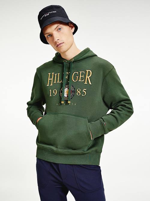 Tommy Hilfiger Icons Logo Embroidery Relaxed Fit Hoodie Heren Groen | TH479UZW