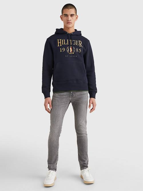 Tommy Hilfiger Icons Logo Embroidery Relaxed Fit Hoodie Heren Blauw | TH532BJK