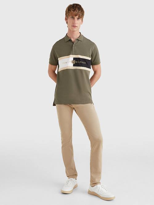 Tommy Hilfiger Icons Logo Regular Fit Poloshirt Heren Khaki | TH789BLR