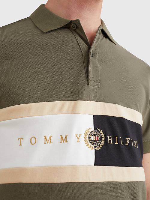 Tommy Hilfiger Icons Logo Regular Fit Poloshirt Heren Khaki | TH789BLR