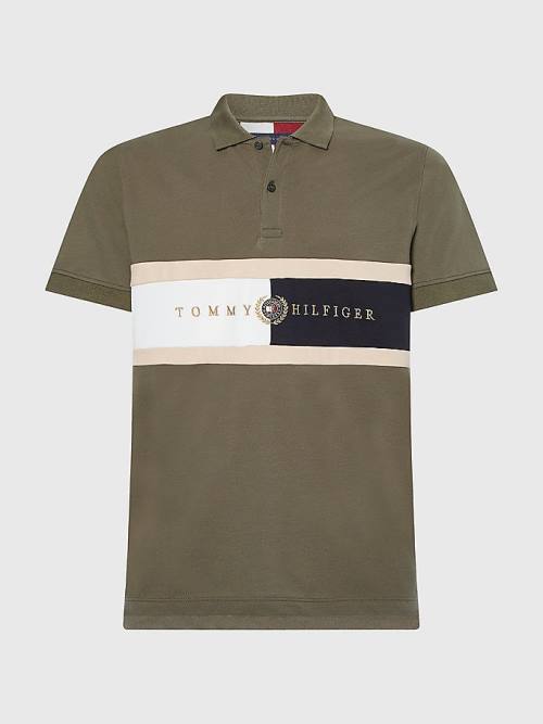 Tommy Hilfiger Icons Logo Regular Fit Poloshirt Heren Khaki | TH789BLR