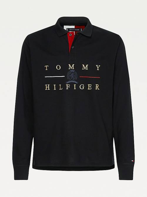 Tommy Hilfiger Icons Long Sleeve Regular Fit Poloshirt Heren Zwart | TH791VDL