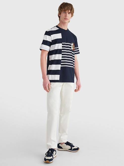 Tommy Hilfiger Icons Mixed Stripe T-shirts Heren Blauw | TH709DYO