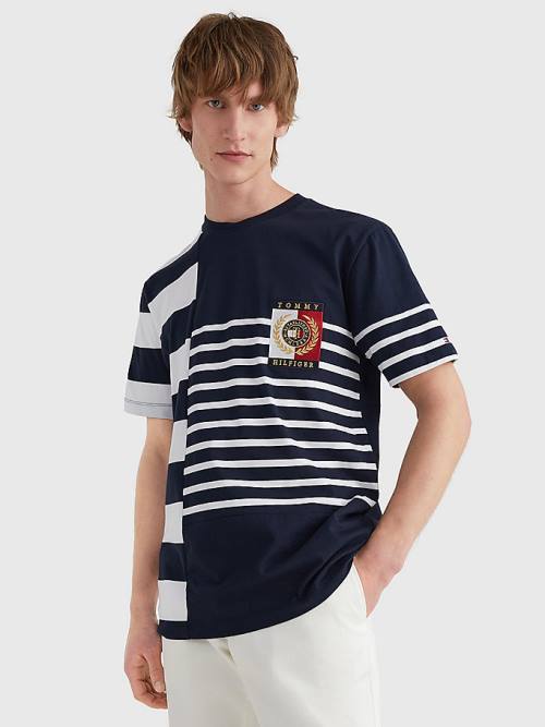 Tommy Hilfiger Icons Mixed Stripe T-shirts Heren Blauw | TH709DYO